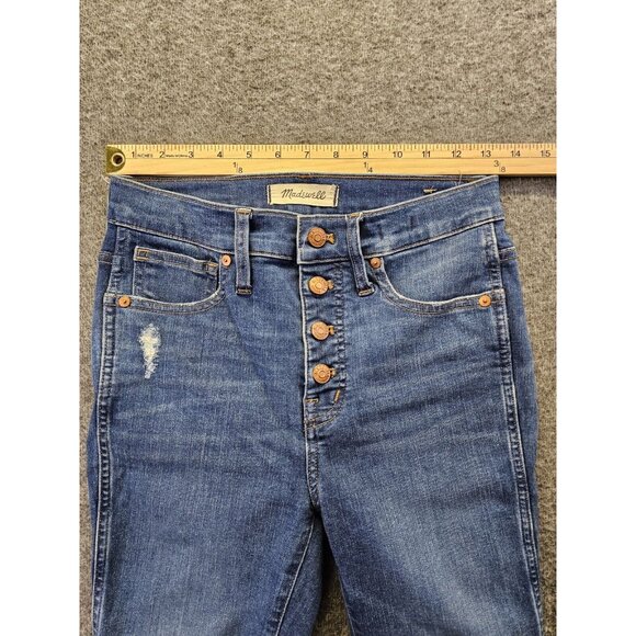 Madewell Jeans Womens Size 25 Blue 10" High Rise Skinny Button Fly Raw Hem - Picture 9 of 13
